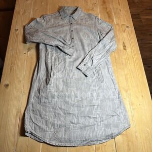 Ryan Michael Shirt Dress Aztec Button Down Roll Tab Tunic Long Sleeve Charcoal M